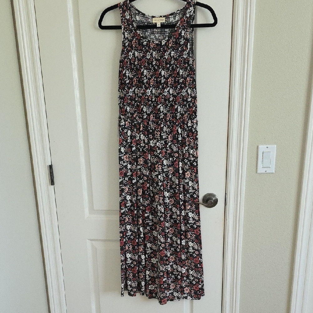 Maison Jules Black and Pink Floral Dress